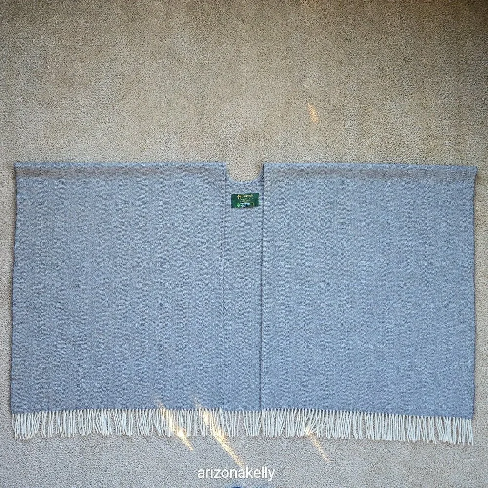 Vintage Wool Herringbone Wrap Grey John Hanly for L.L. Bean Ireland